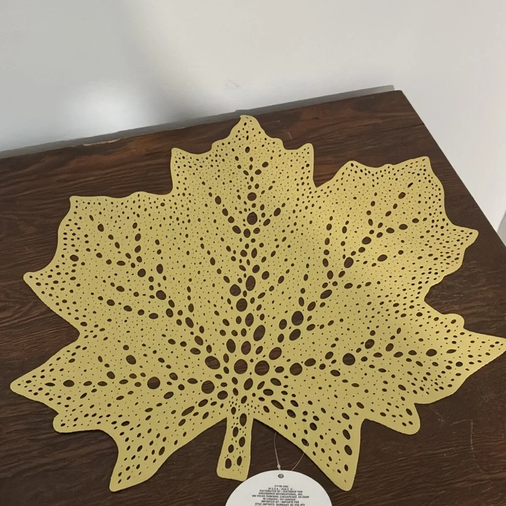 NWT- Set of 4- Metallic Gold- Fall Maple Leaf Shaped Cutout Placemats